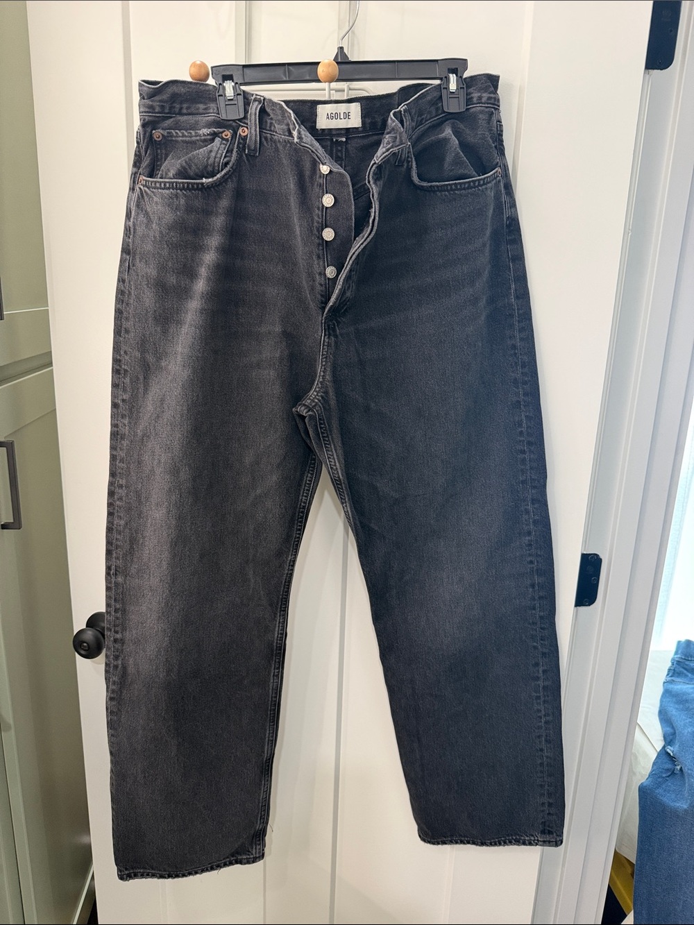 Agolde Relaxed Black Wash Button-Fly Jeans